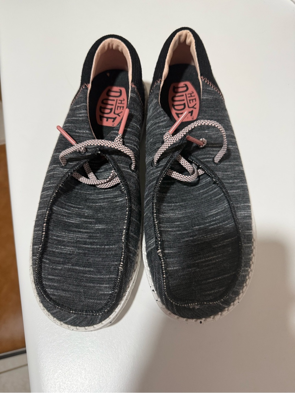 Hey Dude Kids Slip-On Sneakers in Black with Pink Trim